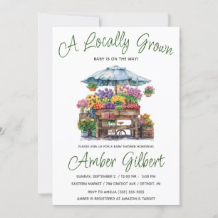 Locally Grown, Farmer's Flower Market Baby Shower Invitation