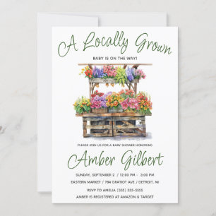 Locally Grown, Farmer's Flower Market Baby Shower Invitation