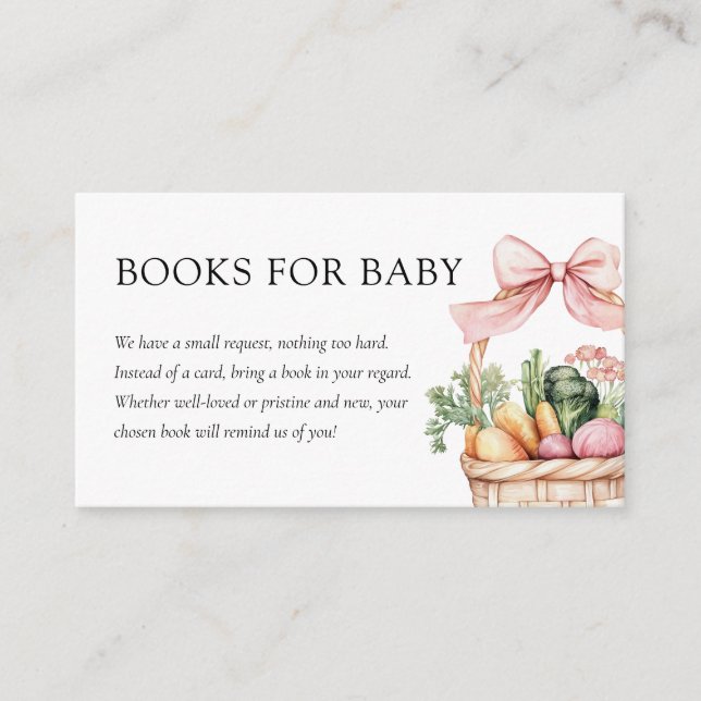 Locally Grown Farmers Market Baby Shower Books Enclosure Card (Front)