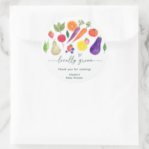 Locally Grown Farmers Market Baby Shower Classic Round Sticker