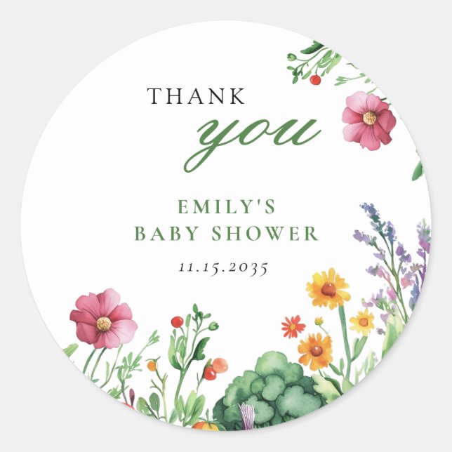 Locally Grown Farmers Market Baby Shower Classic Round Sticker (Front)