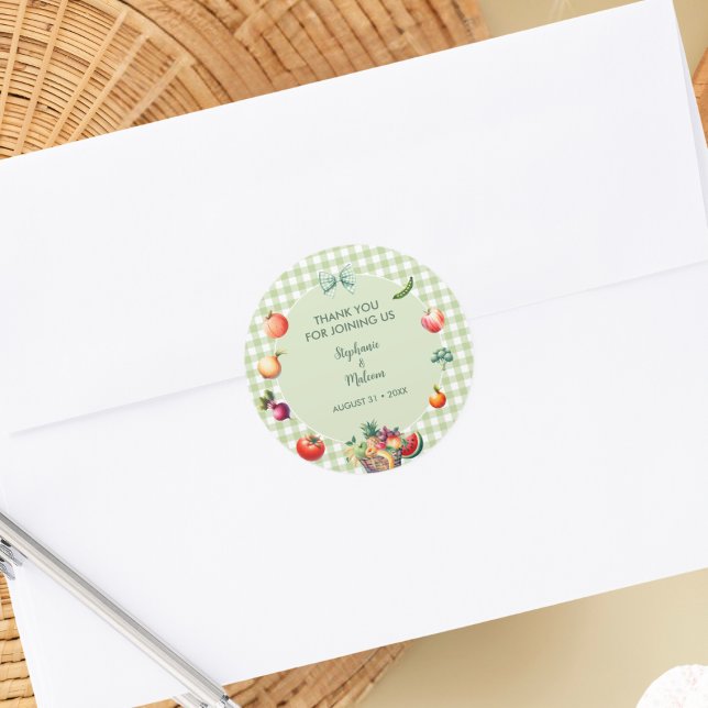 Locally Grown Farmers Market Baby Shower Classic Round Sticker (Creator Uploaded)