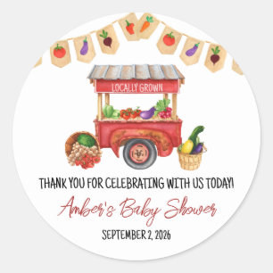 Locally Grown, Farmer's Market Baby Shower Favour Classic Round Sticker