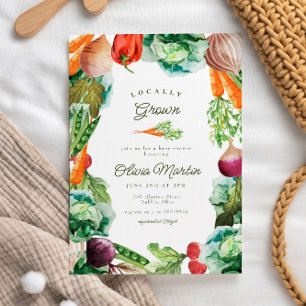 Locally Grown Farmers Market Baby Shower Invitation