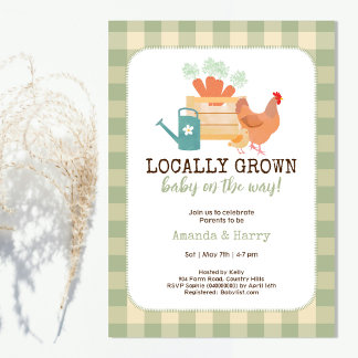 Locally Grown Farmers Market Baby Shower Invitation
