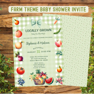 Locally Grown Farmers Market Baby Shower Invitation