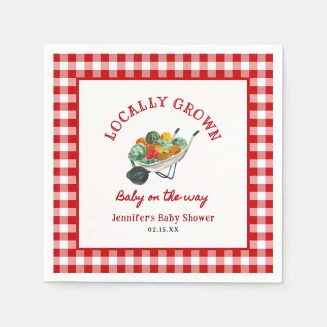 Locally Grown Farmers Market Baby Shower Napkin (Front)
