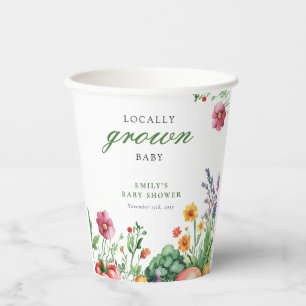 Locally Grown Farmers Market Baby Shower Paper Cups