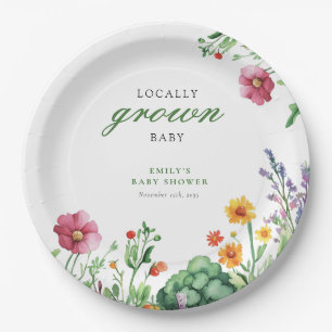 Locally Grown Farmers Market Baby Shower Paper Plate