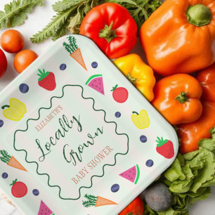 Locally Grown Farmer's Market Baby Shower Paper Plate