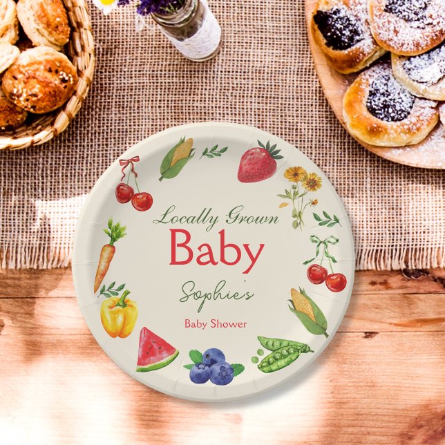 Locally Grown Farmers Market Baby Shower Paper Plate (Creator Uploaded)