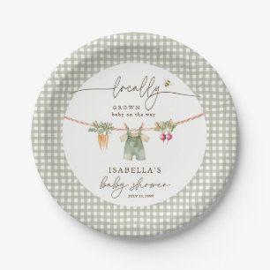 Locally Grown Farmers Market Baby Shower Paper Plate