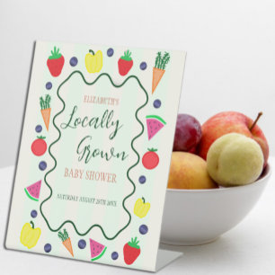 Locally Grown Farmer's Market Baby Shower Pedestal Sign