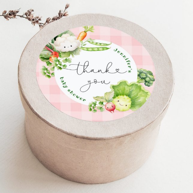 Locally grown Farmers market baby shower thank you Classic Round Sticker (Creator Uploaded)