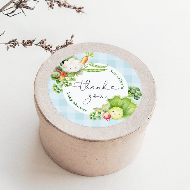 Locally grown Farmers market baby shower thank you Classic Round Sticker (Creator Uploaded)