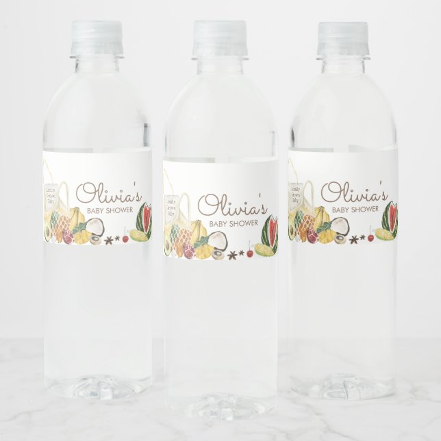 Locally Grown Farmers Market Baby Shower Water Bottle Label (Bottles)