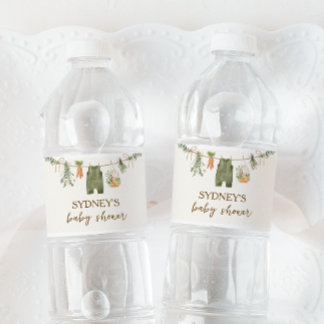Locally Grown Farmer's Market Baby Shower Water Bottle Label
