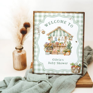 Locally Grown Farmers Market Baby Shower Welcome Poster