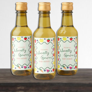 Locally Grown Farmer's Market Baby Shower Wine Label
