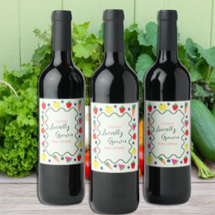Locally Grown Farmer's Market Baby Shower Wine Label