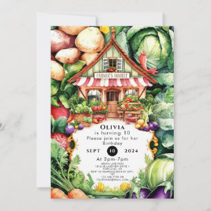 Locally Grown Farmers Market Birthday Invitation