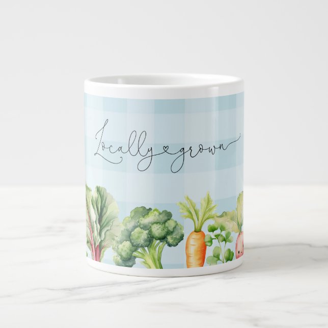 Locally grown Farmers market blue baby shower Large Coffee Mug (Front)