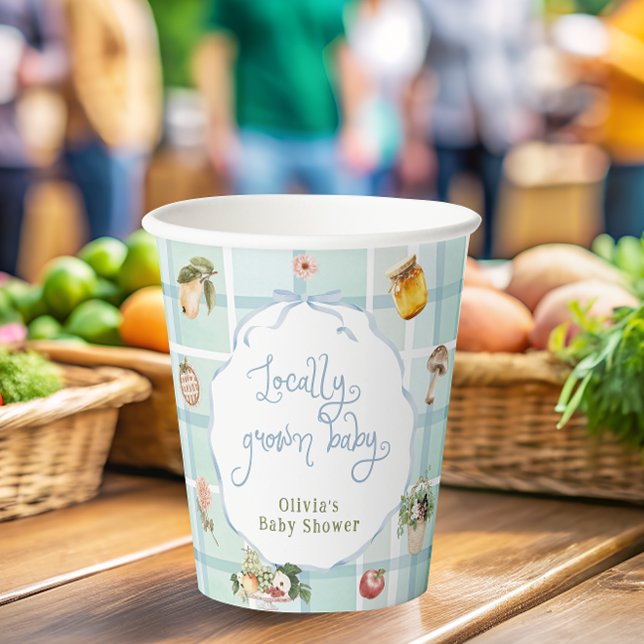 Locally Grown Farmers Market Blue Baby Shower  Paper Cups (Creator Uploaded)