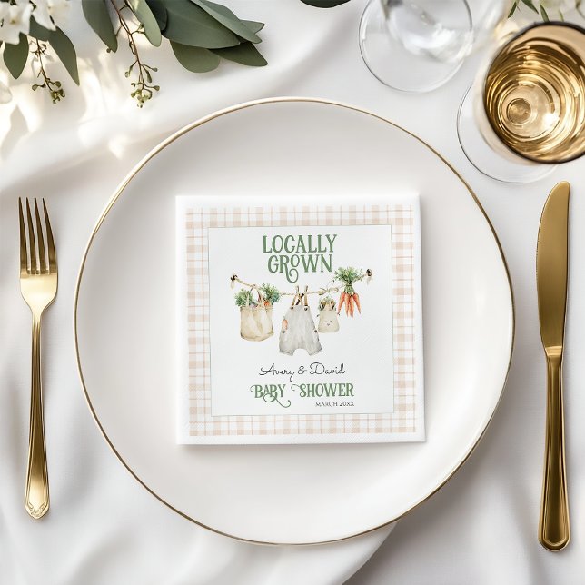 Locally Grown Farmers Market Boho Baby Shower Napkin (Creator Uploaded)