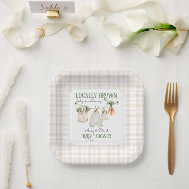 Locally Grown Farmers Market Boho Baby Shower Paper Plate (Wedding)