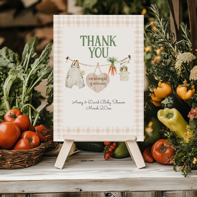 Locally Grown Farmers Market Boho Baby Shower Thank You Card (Creator Uploaded)