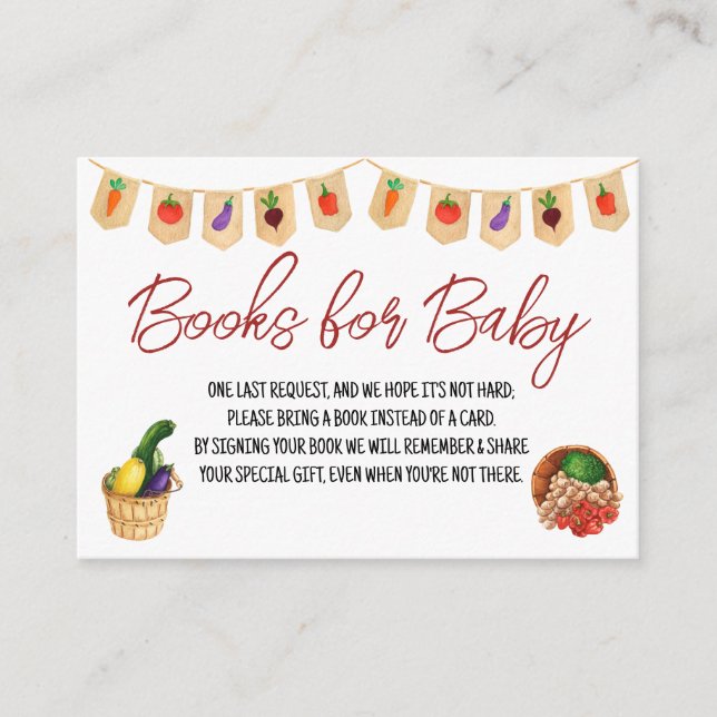 Locally Grown, Farmer's Market, Books for Baby  Enclosure Card (Front)