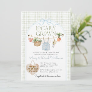Locally Grown Farmers Market Boy Baby Shower Invitation