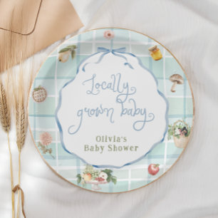 Locally Grown Farmer's Market Boy Baby Shower Paper Plate