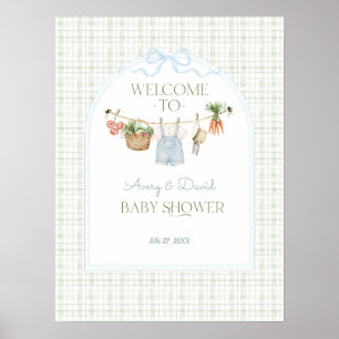 Locally Grown Farmers Market Boy Baby Shower Poster