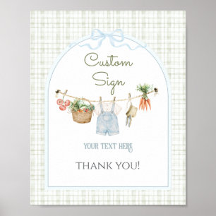 Locally Grown Farmers Market Boy Baby Shower Poster