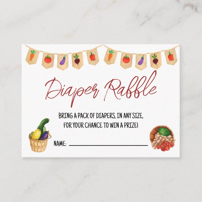Locally Grown, Farmer's Market, Diaper Raffle Enclosure Card (Front)