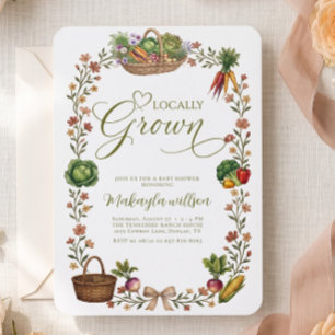 Locally Grown Farmers Market Garden Baby Shower Invitation