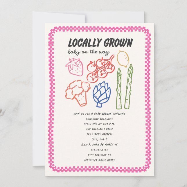 Locally Grown Farmer's Market Girl Baby Shower Invitation (Front)