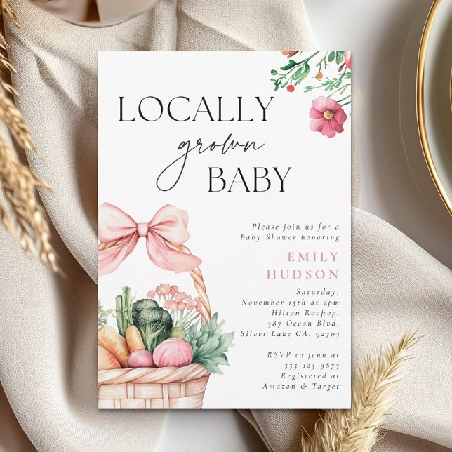 Locally Grown Farmers Market Girl Baby Shower Invitation (Creator Uploaded)