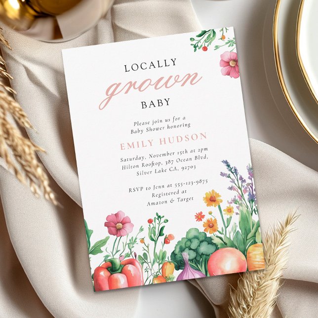 Locally Grown Farmers Market Girl Baby Shower Invitation (Creator Uploaded)
