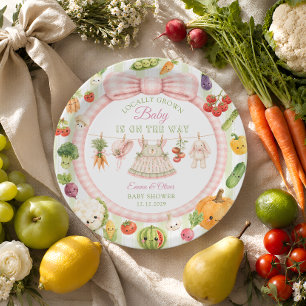 Locally Grown Farmer's Market Girl Baby Shower Paper Plate