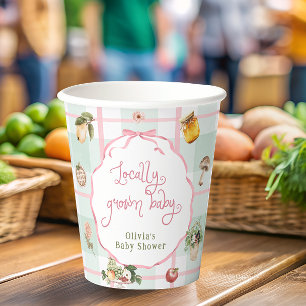 Locally Grown Farmers Market Pink Baby Shower  Paper Cups