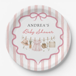 Locally Grown Farmers Market Pink Baby Shower Paper Plate