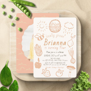 Locally Grown Farmers Market Pink Birthday Invitation