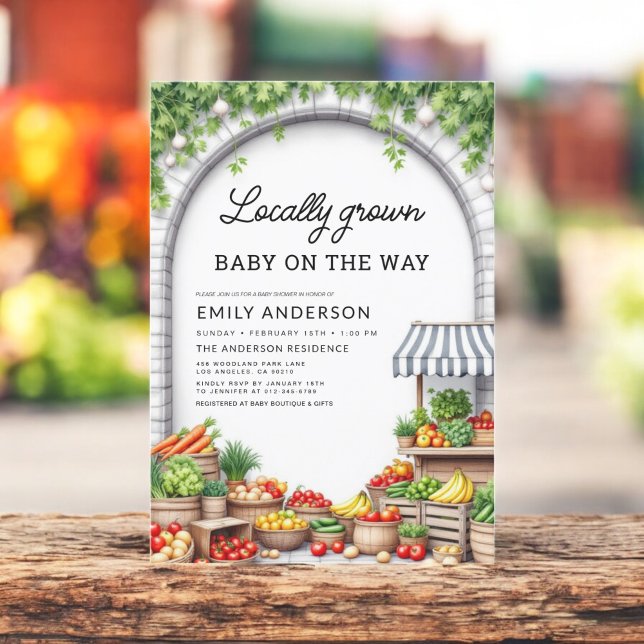Locally Grown Farmers Market Produce Baby Shower Invitation (Creator Uploaded)