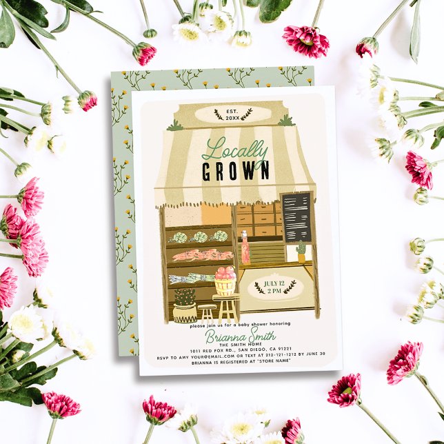Locally Grown Farmers' Market Store Baby Shower Invitation (Creator Uploaded)