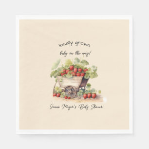 Locally Grown Farmers Market Strawberry Cart Napkin