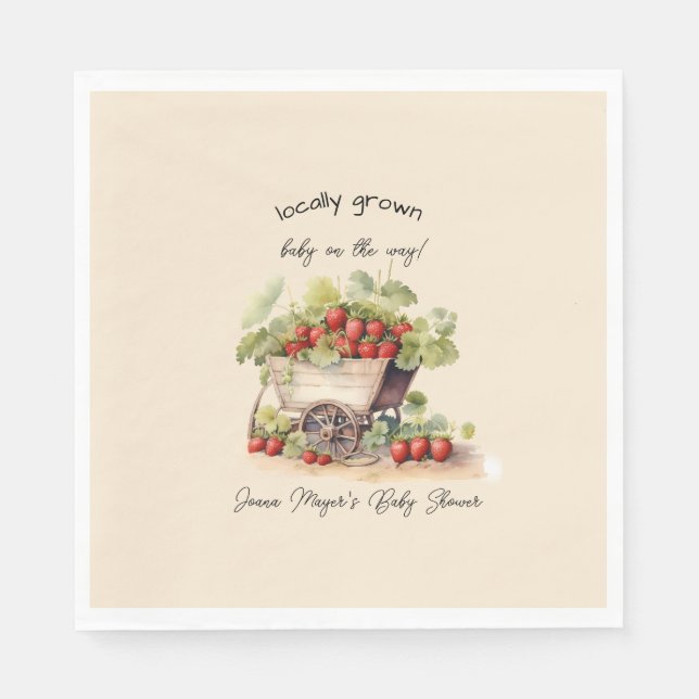 Locally Grown Farmers Market Strawberry Cart Napkin (Front)