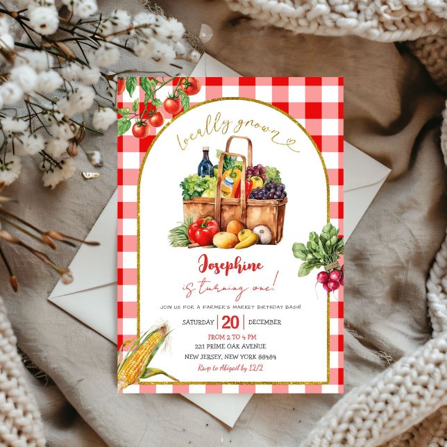 Locally Grown Farmer's Market Theme Birthday Girl Invitation (Creator Uploaded)