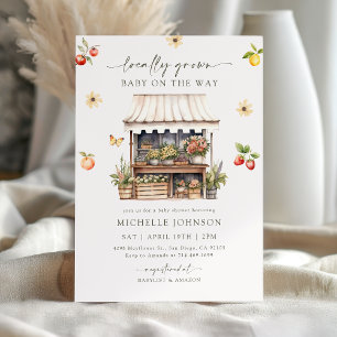 Locally Grown Farmers Market Themed Baby Shower Invitation